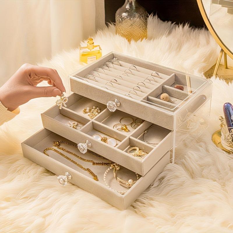 Hot Selling 3-Drawer Acrylic Jewelry Organizer – Dust Proof Velvet Storage Box