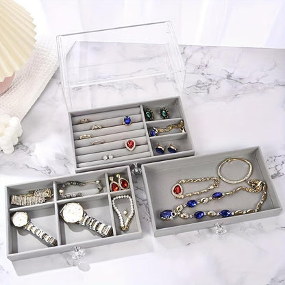 Hot Selling 3-Drawer Acrylic Jewelry Organizer – Dust Proof Velvet Storage Box
