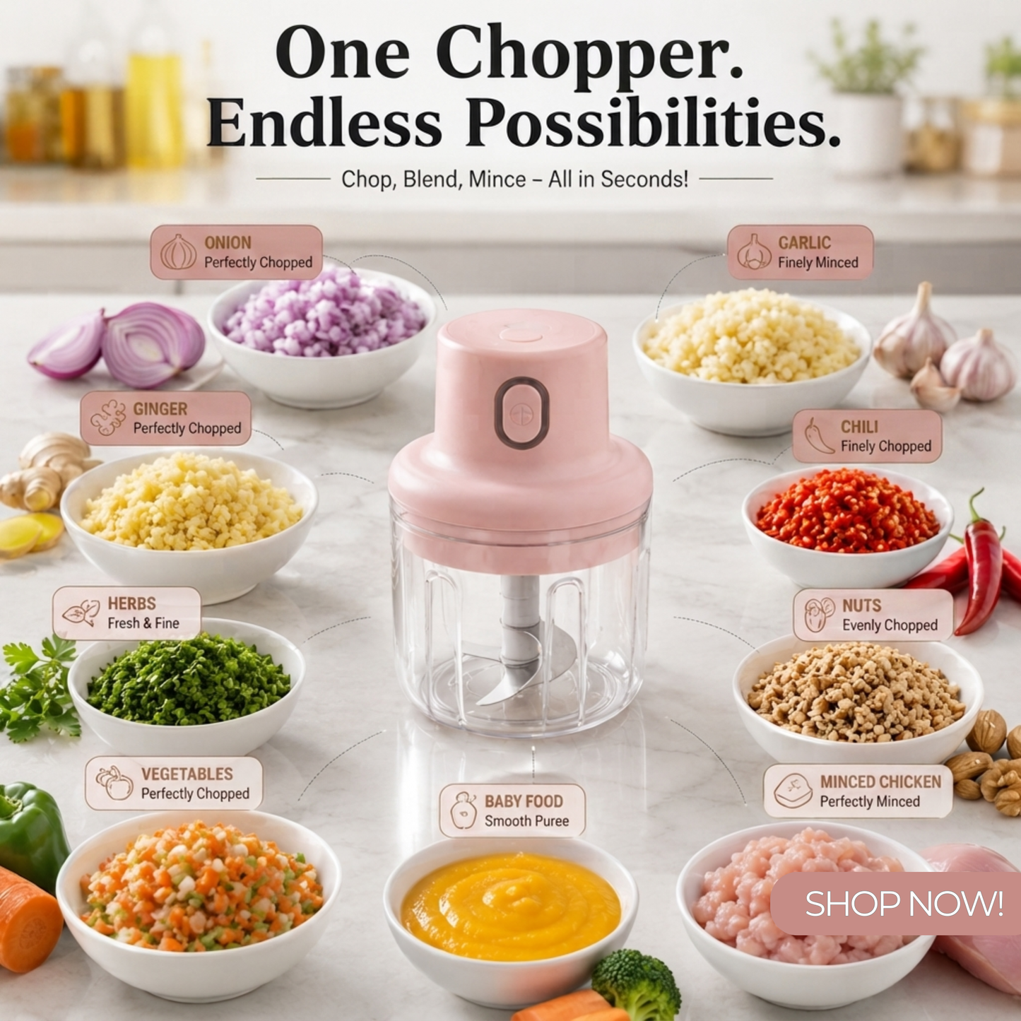 USB Rechargeable Mini Electric Chopper