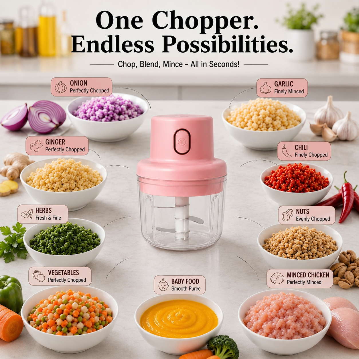 USB Rechargeable Mini Electric Chopper