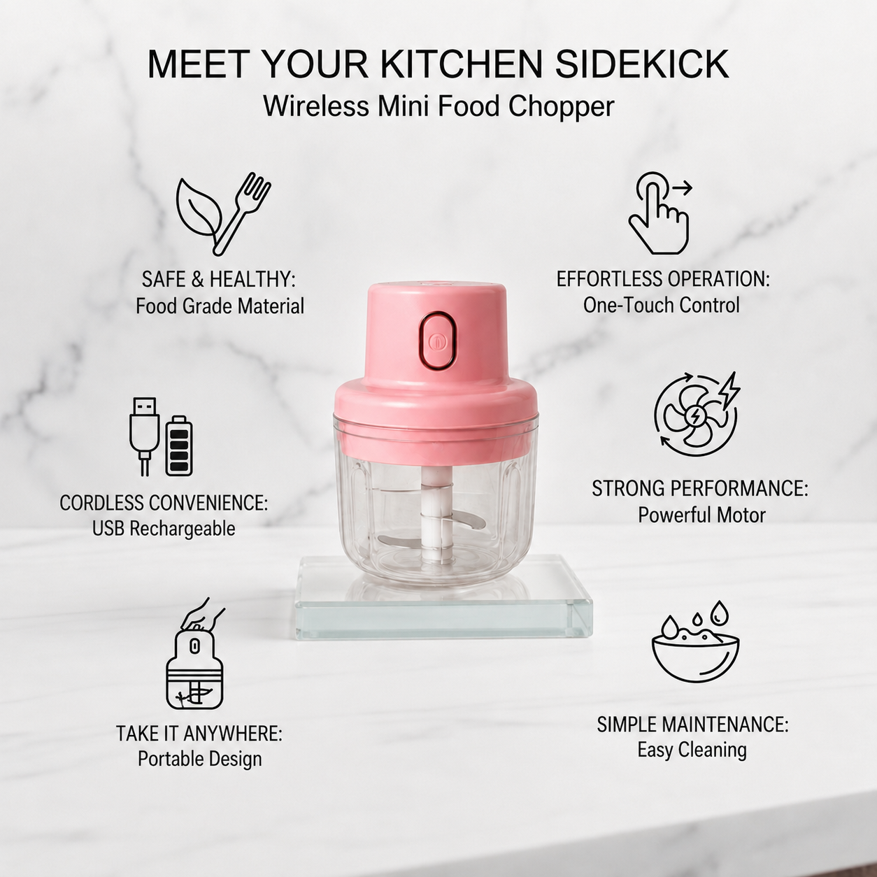 USB Rechargeable Mini Electric Chopper